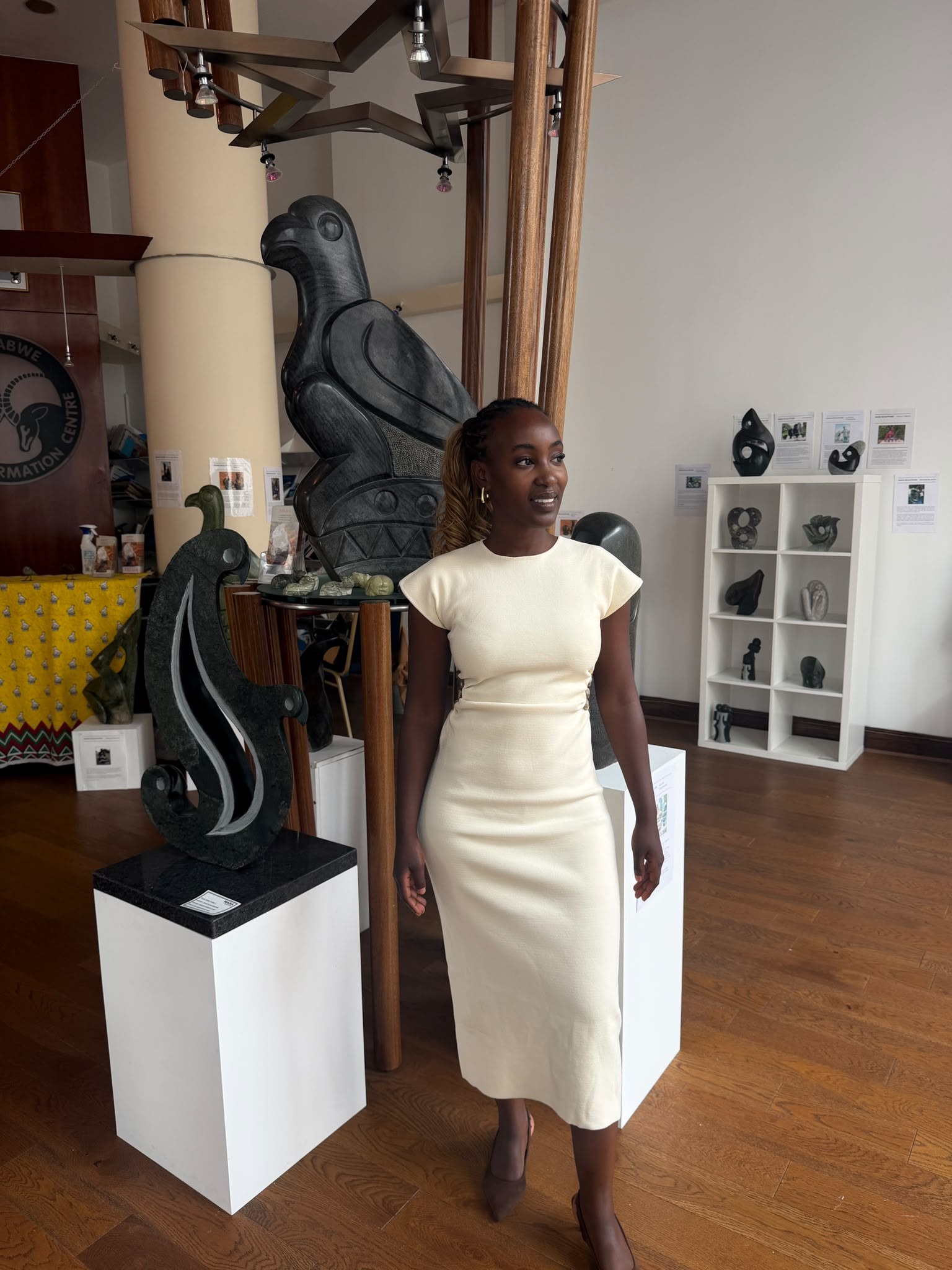 Dr Rumbi Mutenga at the Zimbabwe sculpture gallery, London